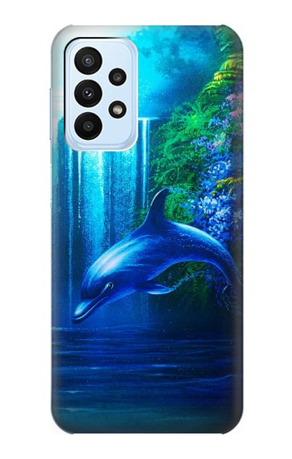 W0385 Dolphin Hülle Schutzhülle Taschen und Leder Flip für Samsung Galaxy A23