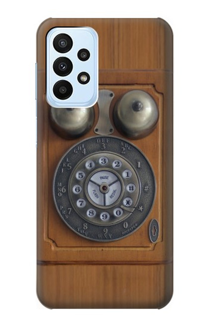 W3146 Antique Wall Retro Dial Phone Hülle Schutzhülle Taschen und Leder Flip für Samsung Galaxy A23