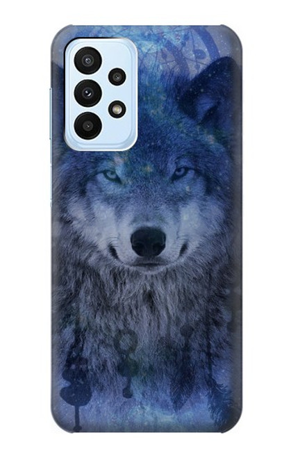 W3410 Wolf Dream Catcher Hülle Schutzhülle Taschen und Leder Flip für Samsung Galaxy A23