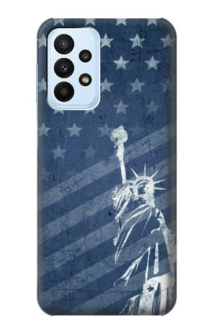 W3450 US Flag Liberty Statue Hülle Schutzhülle Taschen und Leder Flip für Samsung Galaxy A23