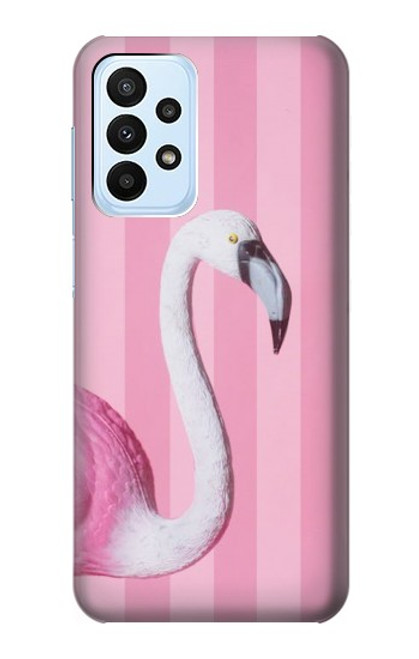 W3805 Flamingo Pink Pastel Hülle Schutzhülle Taschen und Leder Flip für Samsung Galaxy A23