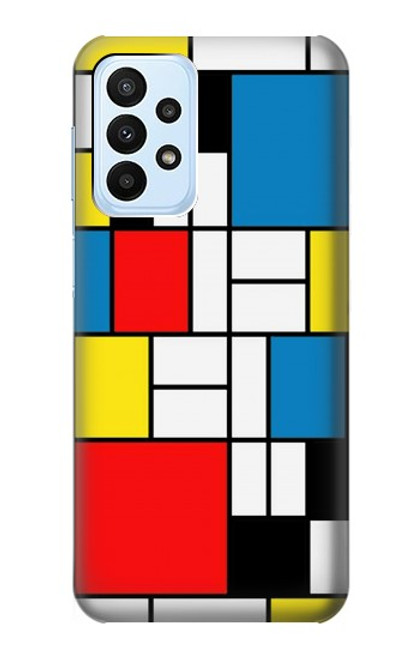 W3814 Piet Mondrian Line Art Composition Hülle Schutzhülle Taschen und Leder Flip für Samsung Galaxy A23