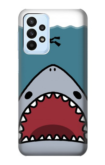 W3825 Cartoon Shark Sea Diving Hülle Schutzhülle Taschen und Leder Flip für Samsung Galaxy A23