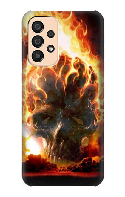 W0863 Hell Fire Skull Hülle Schutzhülle Taschen und Leder Flip für Samsung Galaxy A33 5G