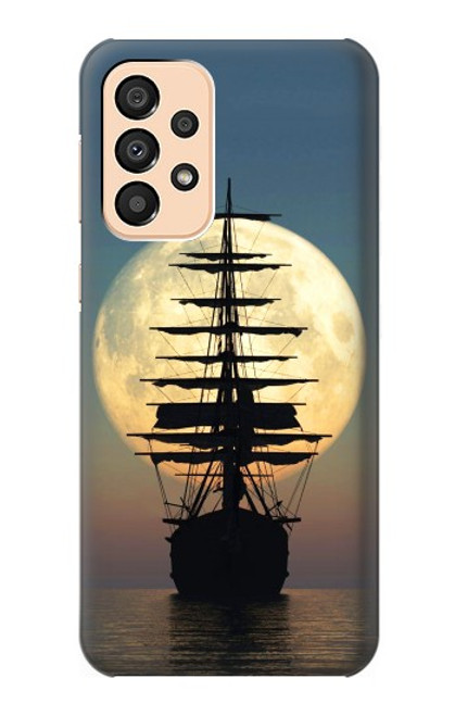 W2897 Pirate Ship Moon Night Hülle Schutzhülle Taschen und Leder Flip für Samsung Galaxy A33 5G