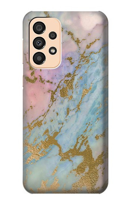 W3717 Rose Gold Blue Pastel Marble Graphic Printed Hülle Schutzhülle Taschen und Leder Flip für Samsung Galaxy A33 5G