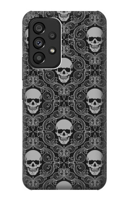 W2371 Skull Vintage Monochrome Pattern Hülle Schutzhülle Taschen und Leder Flip für Samsung Galaxy A53 5G