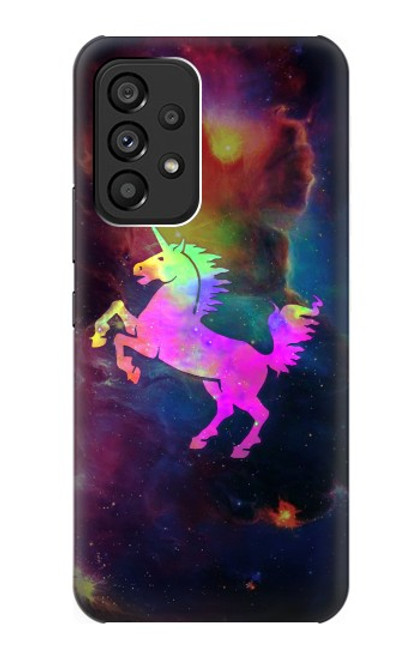 W2486 Rainbow Unicorn Nebula Space Hülle Schutzhülle Taschen und Leder Flip für Samsung Galaxy A53 5G