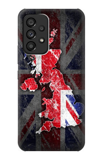 W2936 UK British Flag Map Hülle Schutzhülle Taschen und Leder Flip für Samsung Galaxy A53 5G