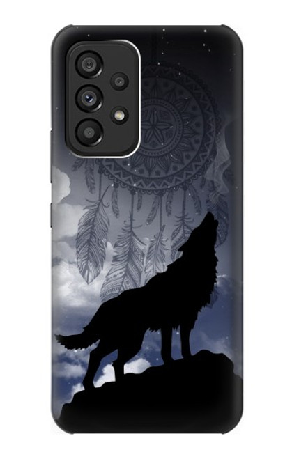 W3011 Dream Catcher Wolf Howling Hülle Schutzhülle Taschen und Leder Flip für Samsung Galaxy A53 5G