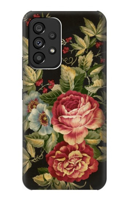 W3013 Vintage Antique Roses Hülle Schutzhülle Taschen und Leder Flip für Samsung Galaxy A53 5G