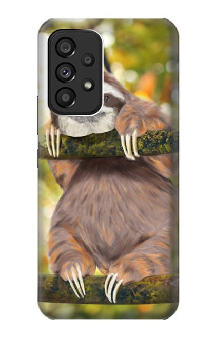 W3138 Cute Baby Sloth Paint Hülle Schutzhülle Taschen und Leder Flip für Samsung Galaxy A53 5G