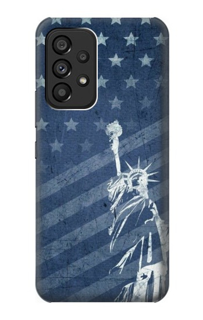 W3450 US Flag Liberty Statue Hülle Schutzhülle Taschen und Leder Flip für Samsung Galaxy A53 5G