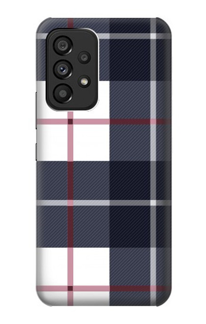 W3452 Plaid Fabric Pattern Hülle Schutzhülle Taschen und Leder Flip für Samsung Galaxy A53 5G