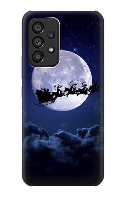 W3508 Xmas Santa Moon Hülle Schutzhülle Taschen und Leder Flip für Samsung Galaxy A53 5G