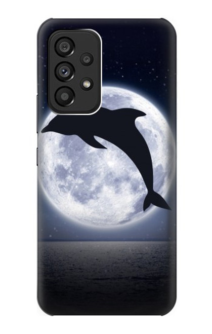 W3510 Dolphin Moon Night Hülle Schutzhülle Taschen und Leder Flip für Samsung Galaxy A53 5G