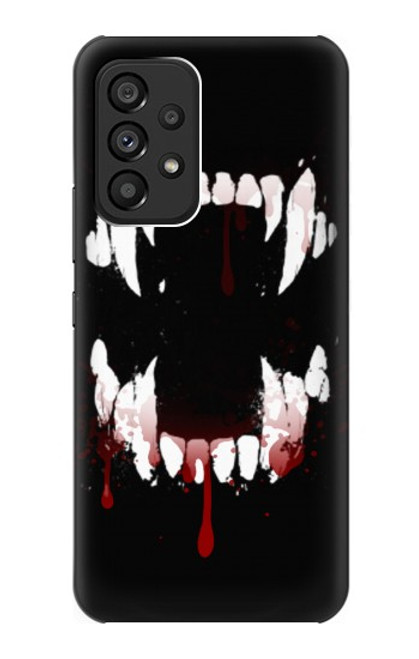 W3527 Vampire Teeth Bloodstain Hülle Schutzhülle Taschen und Leder Flip für Samsung Galaxy A53 5G