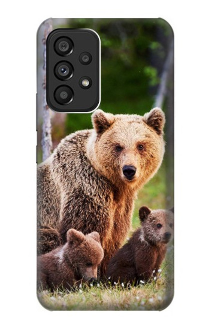 W3558 Bear Family Hülle Schutzhülle Taschen und Leder Flip für Samsung Galaxy A53 5G