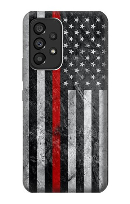 W3687 Firefighter Thin Red Line American Flag Hülle Schutzhülle Taschen und Leder Flip für Samsung Galaxy A53 5G