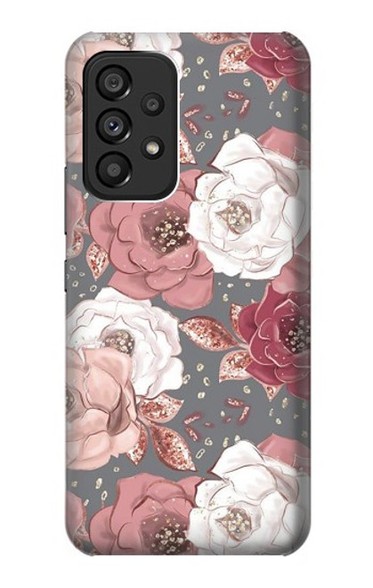 W3716 Rose Floral Pattern Hülle Schutzhülle Taschen und Leder Flip für Samsung Galaxy A53 5G