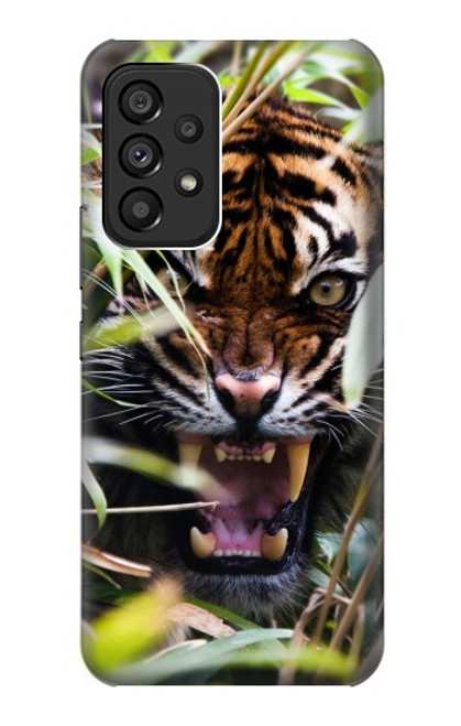 W3838 Barking Bengal Tiger Hülle Schutzhülle Taschen und Leder Flip für Samsung Galaxy A53 5G
