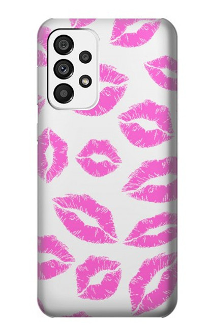 W2214 Pink Lips Kisses Hülle Schutzhülle Taschen und Leder Flip für Samsung Galaxy A73 5G