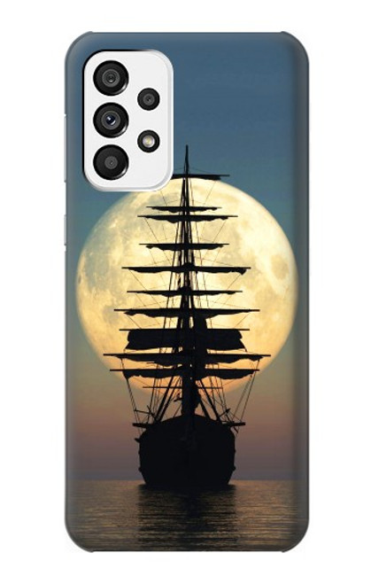 W2897 Pirate Ship Moon Night Hülle Schutzhülle Taschen und Leder Flip für Samsung Galaxy A73 5G