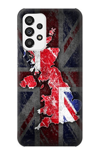 W2936 UK British Flag Map Hülle Schutzhülle Taschen und Leder Flip für Samsung Galaxy A73 5G