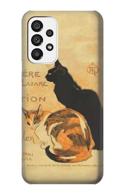 W3229 Vintage Cat Poster Hülle Schutzhülle Taschen und Leder Flip für Samsung Galaxy A73 5G