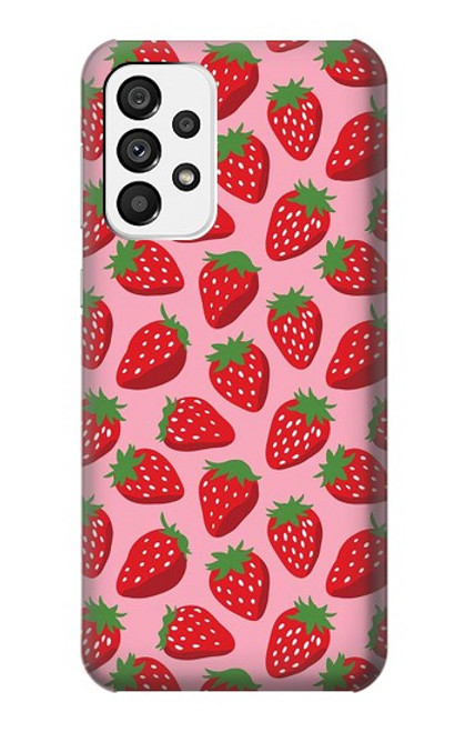 W3719 Strawberry Pattern Hülle Schutzhülle Taschen und Leder Flip für Samsung Galaxy A73 5G