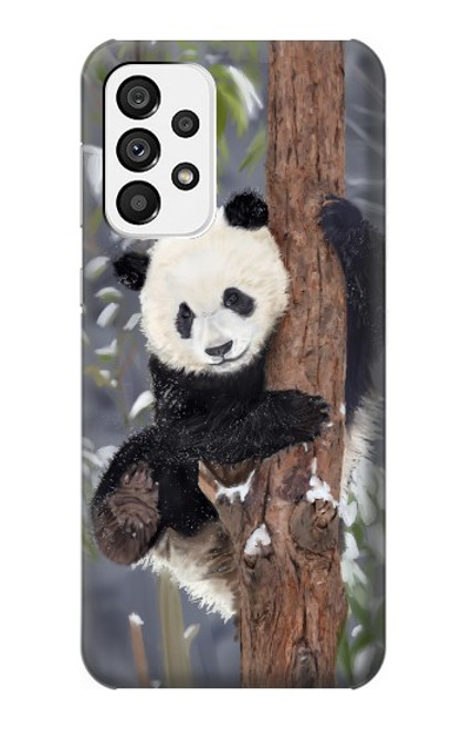 W3793 Cute Baby Panda Snow Painting Hülle Schutzhülle Taschen und Leder Flip für Samsung Galaxy A73 5G