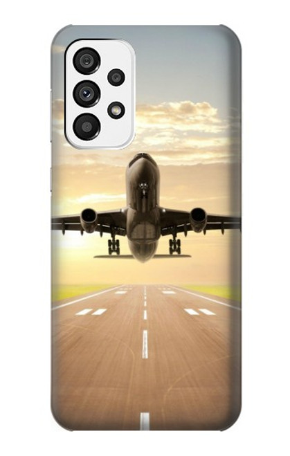 W3837 Airplane Take off Sunrise Hülle Schutzhülle Taschen und Leder Flip für Samsung Galaxy A73 5G