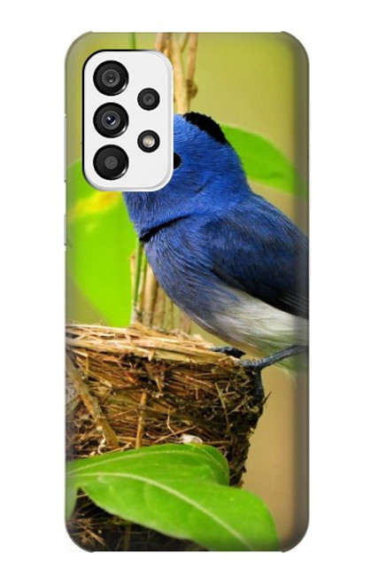 W3839 Bluebird of Happiness Blue Bird Hülle Schutzhülle Taschen und Leder Flip für Samsung Galaxy A73 5G