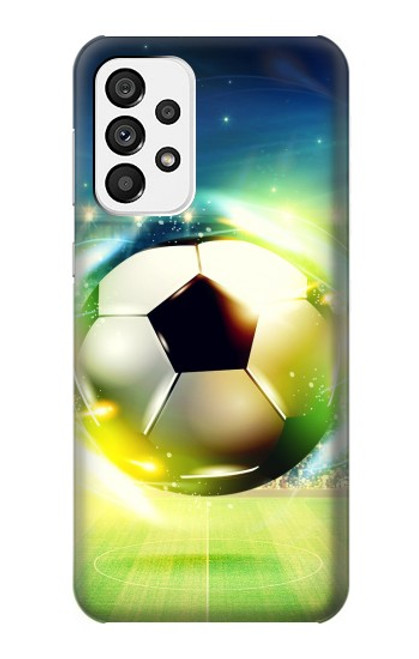 W3844 Glowing Football Soccer Ball Hülle Schutzhülle Taschen und Leder Flip für Samsung Galaxy A73 5G