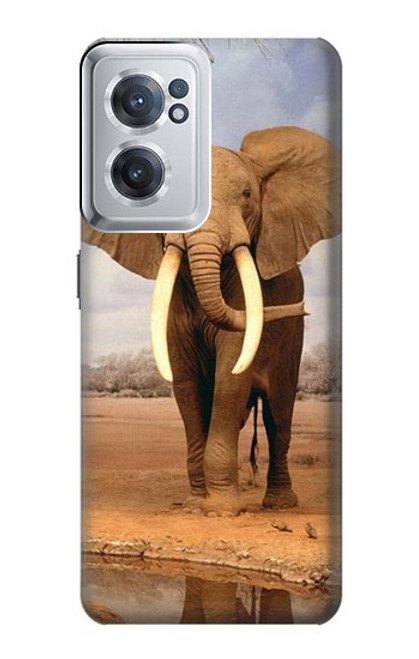 W0310 African Elephant Hülle Schutzhülle Taschen und Leder Flip für OnePlus Nord CE 2 5G