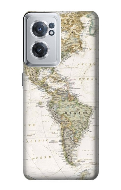 W0604 World Map Hülle Schutzhülle Taschen und Leder Flip für OnePlus Nord CE 2 5G