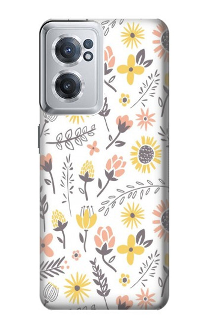 W2354 Pastel Flowers Pattern Hülle Schutzhülle Taschen und Leder Flip für OnePlus Nord CE 2 5G