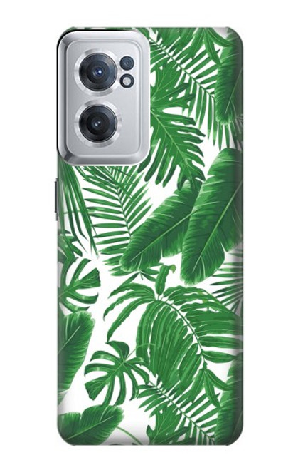 W3457 Paper Palm Monstera Hülle Schutzhülle Taschen und Leder Flip für OnePlus Nord CE 2 5G