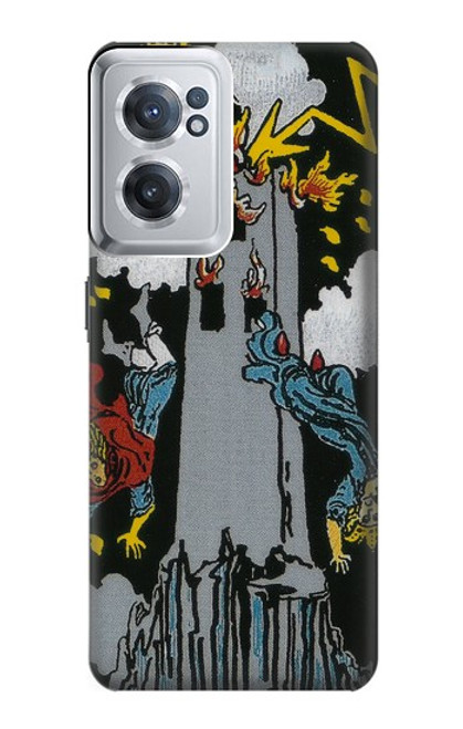 W3745 Tarot Card The Tower Hülle Schutzhülle Taschen und Leder Flip für OnePlus Nord CE 2 5G