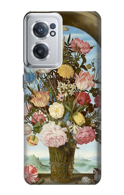 W3749 Vase of Flowers Hülle Schutzhülle Taschen und Leder Flip für OnePlus Nord CE 2 5G