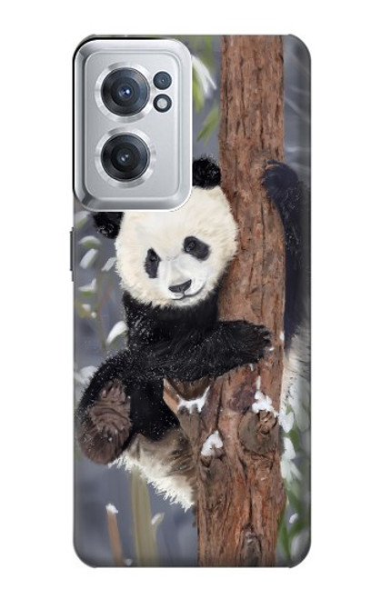W3793 Cute Baby Panda Snow Painting Hülle Schutzhülle Taschen und Leder Flip für OnePlus Nord CE 2 5G