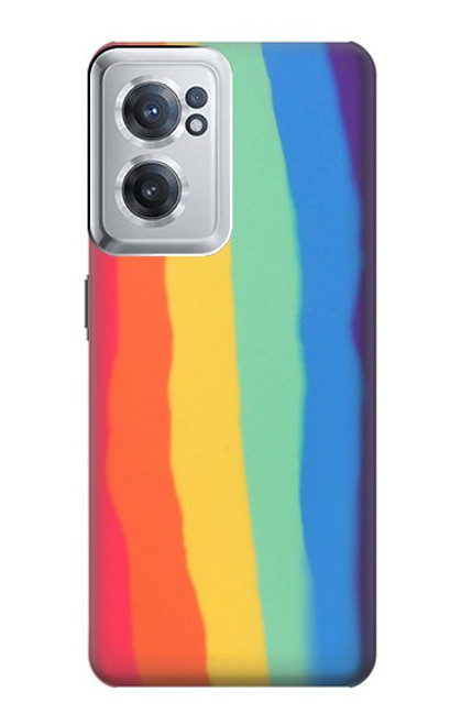 W3799 Cute Vertical Watercolor Rainbow Hülle Schutzhülle Taschen und Leder Flip für OnePlus Nord CE 2 5G