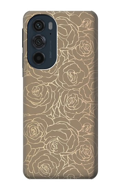 W3466 Gold Rose Pattern Hülle Schutzhülle Taschen und Leder Flip für Motorola Edge 30 Pro