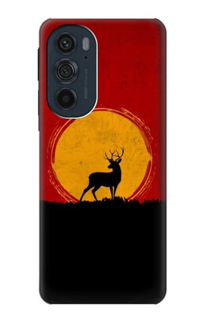 W3513 Deer Sunset Hülle Schutzhülle Taschen und Leder Flip für Motorola Edge 30 Pro