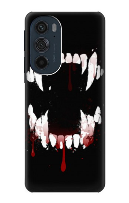 W3527 Vampire Teeth Bloodstain Hülle Schutzhülle Taschen und Leder Flip für Motorola Edge 30 Pro