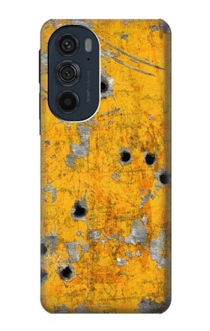 W3528 Bullet Rusting Yellow Metal Hülle Schutzhülle Taschen und Leder Flip für Motorola Edge 30 Pro