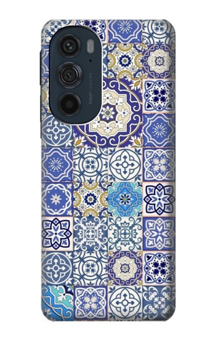 W3537 Moroccan Mosaic Pattern Hülle Schutzhülle Taschen und Leder Flip für Motorola Edge 30 Pro
