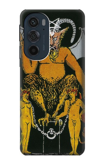 W3740 Tarot Card The Devil Hülle Schutzhülle Taschen und Leder Flip für Motorola Edge 30 Pro