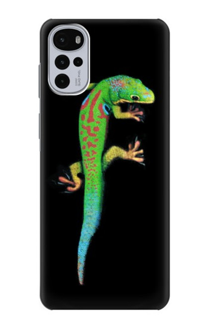 W0125 Green Madagascan Gecko Hülle Schutzhülle Taschen und Leder Flip für Motorola Moto G22