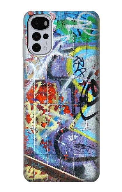 W0588 Wall Graffiti Hülle Schutzhülle Taschen und Leder Flip für Motorola Moto G22